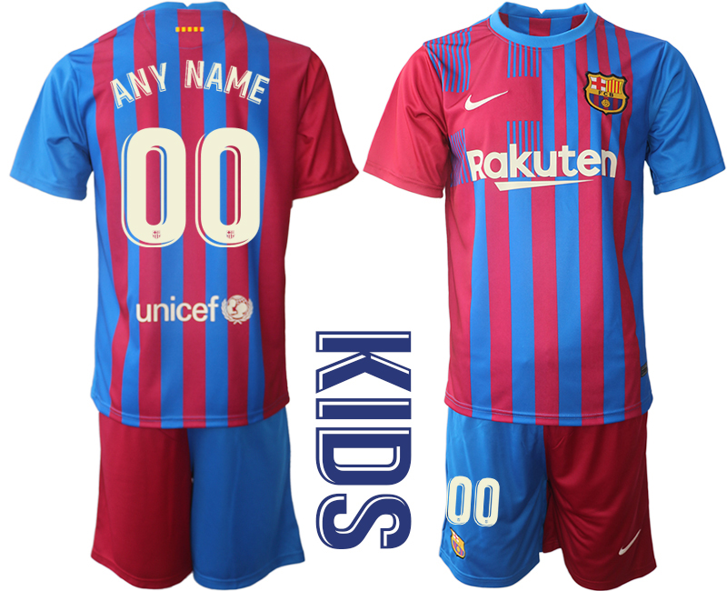 Barcelona home kids any name&number 2021/22 Soccer Kit